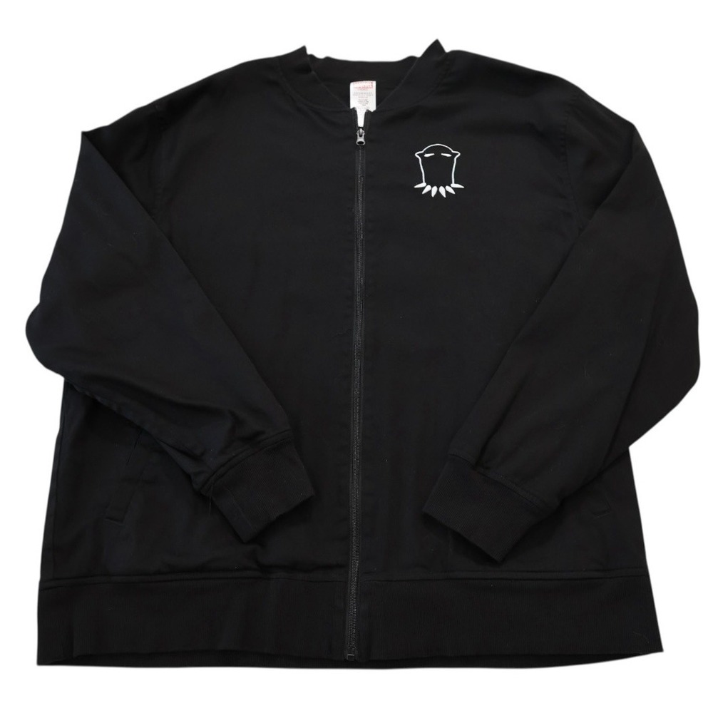 Marvel Black Panther Mens Black‎ Full Zip Track Jacket Graphic Back Size XL